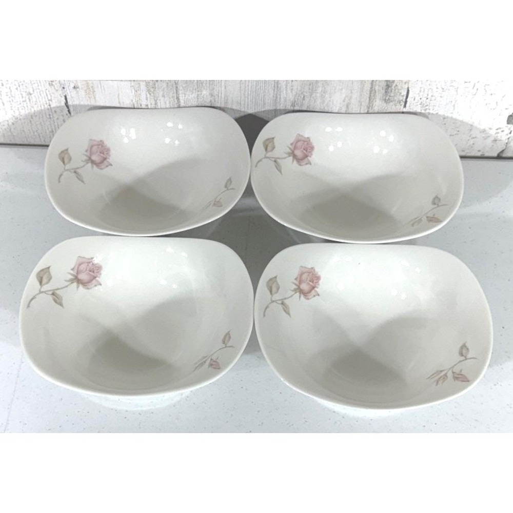 Iroquois Impromptu Beige Rose Coupe Soup Bowl Set of 4 Ben Seibel MCM Pink White